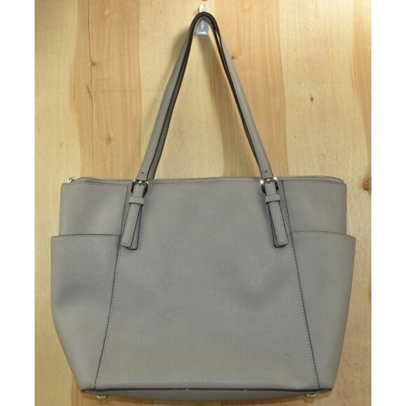 Michael Kors Jet Set Top Zip Tote Saffiano Leather Gray Shoulder Bag -Flaws- - Picture 4 of 16